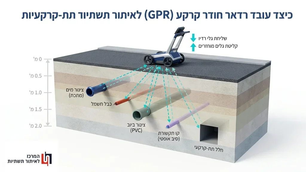 טכנאי של המרכז לאיתור תשתיות מבצע סריקת קרקע